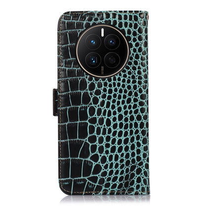 For Huawei Mate 50 Crocodile Top Layer Cowhide Leather Phone Case(Green) - Huawei Cases by buy2fix | Online Shopping UK | buy2fix