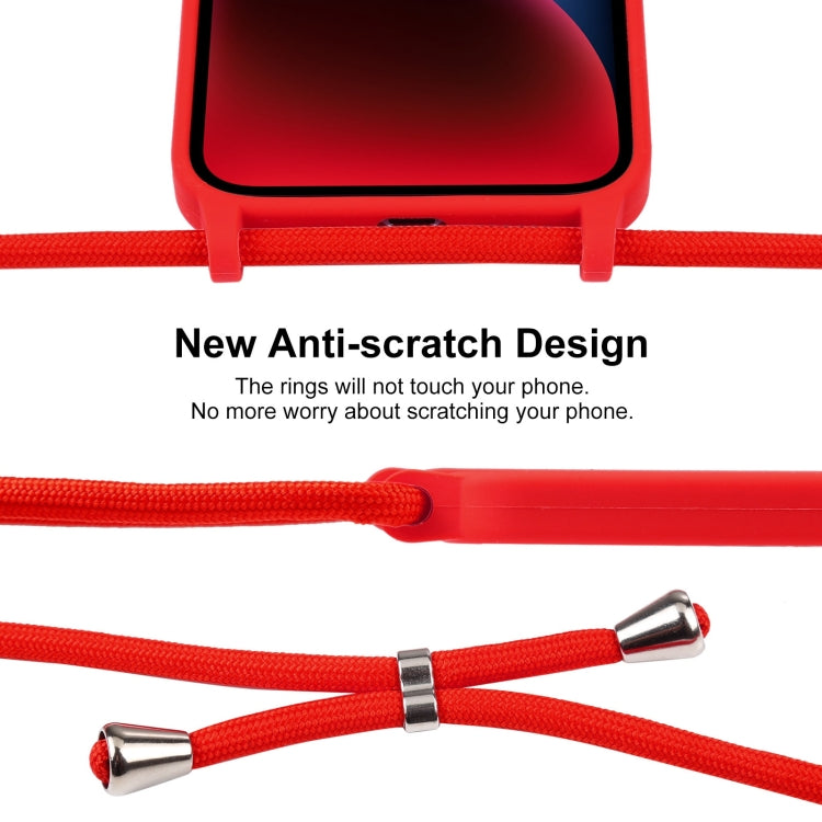 For iPhone 14 Crossbody Lanyard Liquid Silicone Case(Red) - iPhone 14 Cases by buy2fix | Online Shopping UK | buy2fix