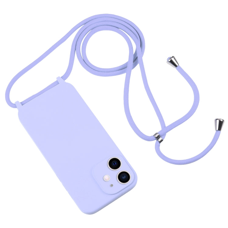 For iPhone 12 Crossbody Lanyard Liquid Silicone Case(Light Purple) - iPhone 12 / 12 Pro Cases by buy2fix | Online Shopping UK | buy2fix