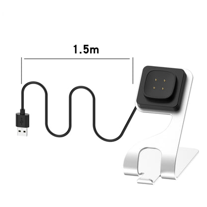 For Fitbit Versa4 / Sense2 Portable Magnetic Metal Charger Holder Cable Length:1.5m(Grey) - Smart Wear by buy2fix | Online Shopping UK | buy2fix