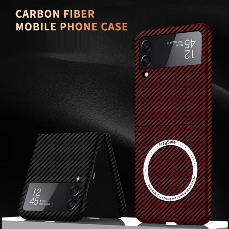 For Samsung Galaxy Z Flip4 5G Carbon Fiber Texture MagSafe Magnetic Phone Case(Red) - Galaxy Z Flip4 5G Cases by buy2fix | Online Shopping UK | buy2fix