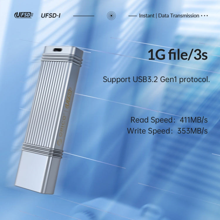 ORICO UFS Flash Drive, Read: 411MB/s, Write: 353MB/s, Memory:128GB, Port:USB-A(Silver) - USB Flash Drives by ORICO | Online Shopping UK | buy2fix