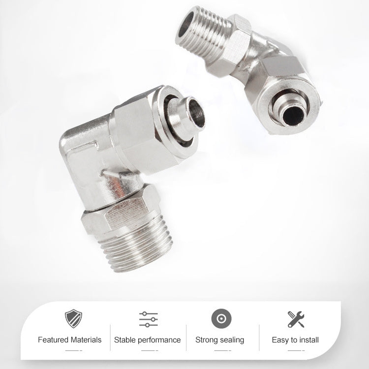 PL10-02 LAIZE Nickel Plated Copper Trachea Quick Fitting Twist Swivel Elbow Lock Female Connector -  by LAIZE | Online Shopping UK | buy2fix