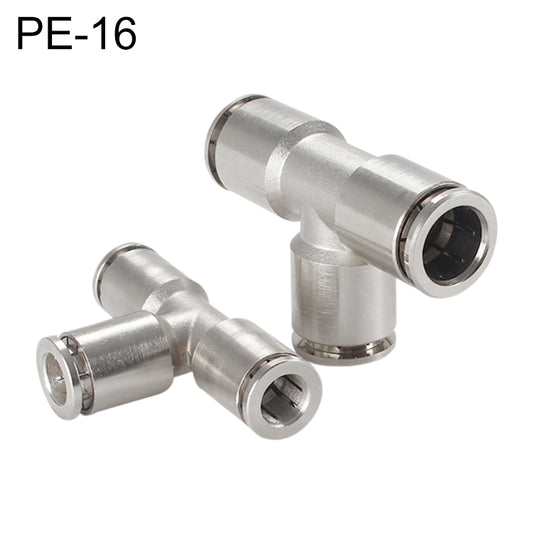 PE-16 LAIZE Nickel Plated Copper Tee Pneumatic Quick Fitting Connector -  by LAIZE | Online Shopping UK | buy2fix