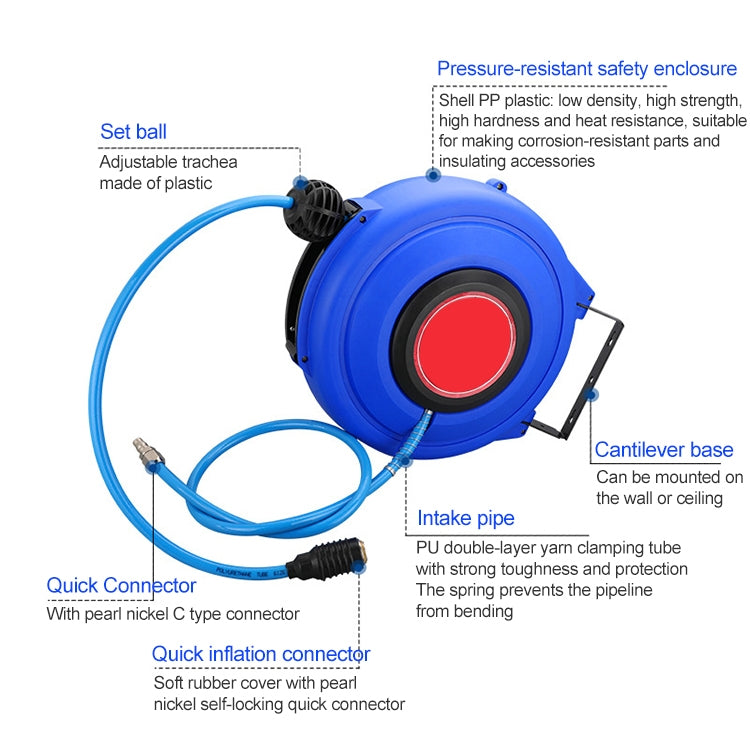 LAIZE Automatic Retractable Air Hose Reel Pneumatic PU Tube, Specification:8x5mm, 15m -  by LAIZE | Online Shopping UK | buy2fix