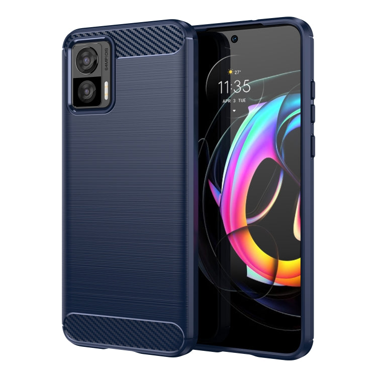 For Motorola Edge 30 Neo Brushed Texture Carbon Fiber TPU Phone Case(Blue) - Motorola Cases by buy2fix | Online Shopping UK | buy2fix
