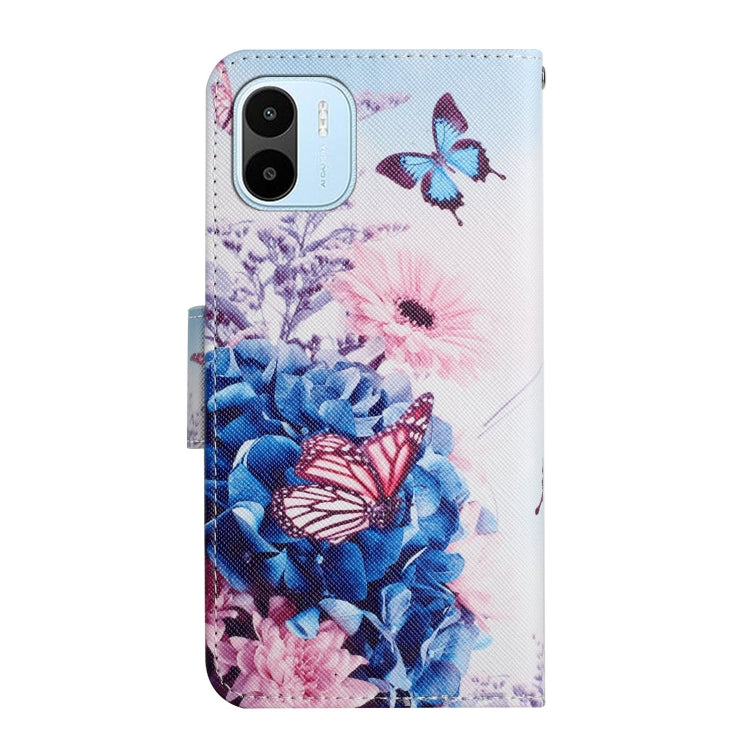 For Xiaomi Redmi A1 Colored Drawing Pattern Leather Phone Case(Purple Butterfly) - Xiaomi Cases by buy2fix | Online Shopping UK | buy2fix