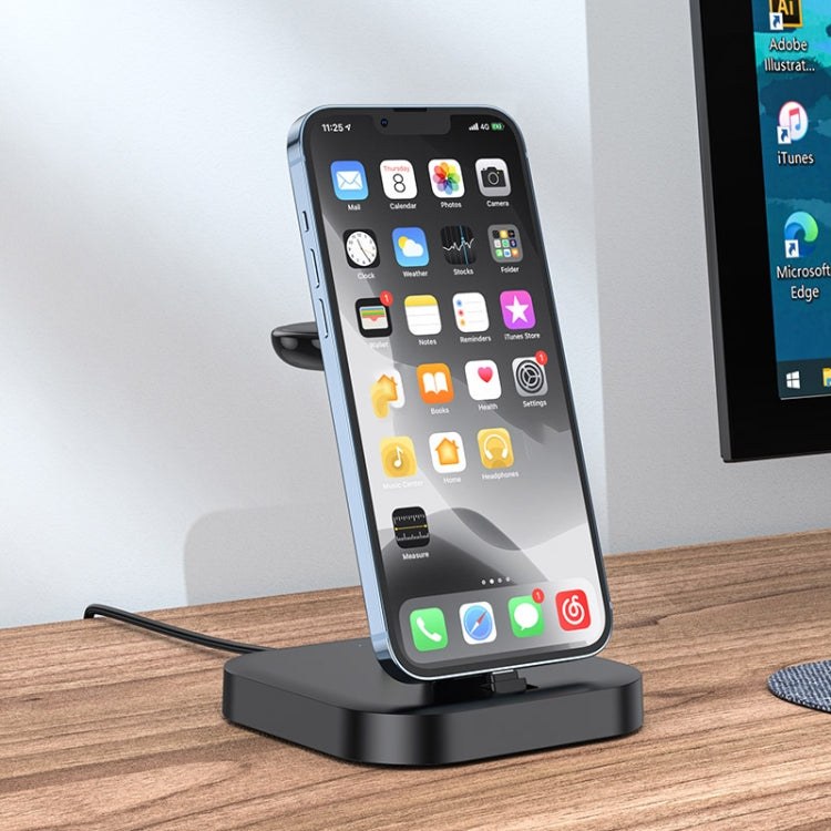 hoco CW43 Graceful 3 in 1 Wireless Charger(Black) - Apple Accessories by hoco | Online Shopping UK | buy2fix