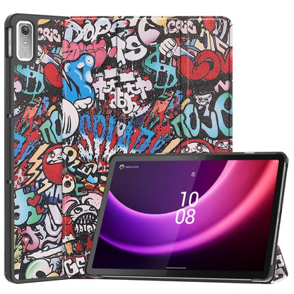 For Lenovo Tab P11 Gen 2 Custer Painted 3-Fold Holder Leather Smart Tablet Case(Graffiti) - For Lenovo by buy2fix | Online Shopping UK | buy2fix