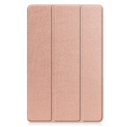 For Lenovo Tab P11 Gen 2 Custer Pure Color 3-Fold Holder Leather Smart Tablet Case(Rose Gold) - For Lenovo by buy2fix | Online Shopping UK | buy2fix