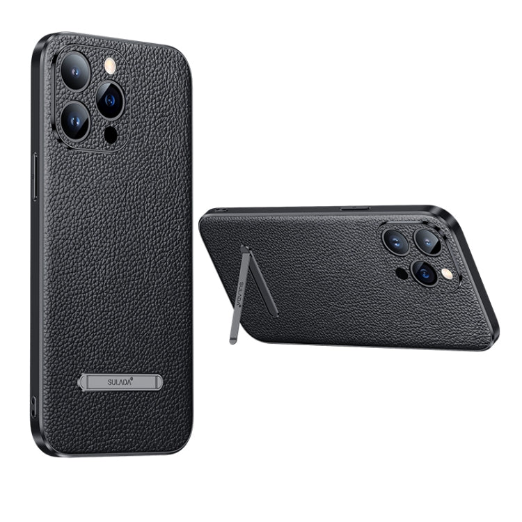 For iPhone 14 Pro SULADA Famous Artisan Series Litchi Leather PC + TPU Phone Case(Black) - iPhone 14 Pro Cases by SULADA | Online Shopping UK | buy2fix
