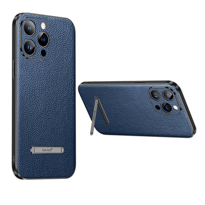 For iPhone 14 Pro SULADA Famous Artisan Series Litchi Leather PC + TPU Phone Case(Blue) - iPhone 14 Pro Cases by SULADA | Online Shopping UK | buy2fix