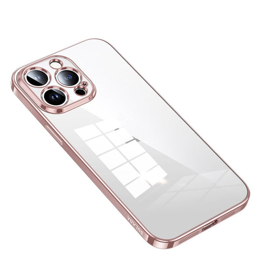 For iPhone 14 Pro SULADA Shine Through Series Plating TPU Transparent Phone Protective Case(Pink) - iPhone 14 Pro Cases by SULADA | Online Shopping UK | buy2fix