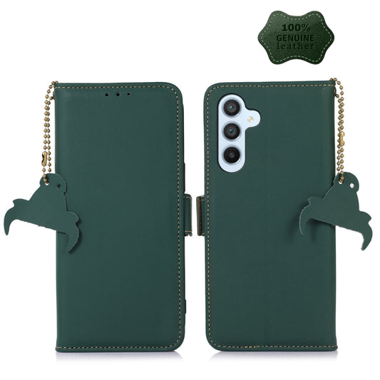 For Samsung Galaxy S22+ 5G Genuine Leather Magnetic RFID Leather Phone Case(Green) - Galaxy S22+ 5G Cases by buy2fix | Online Shopping UK | buy2fix