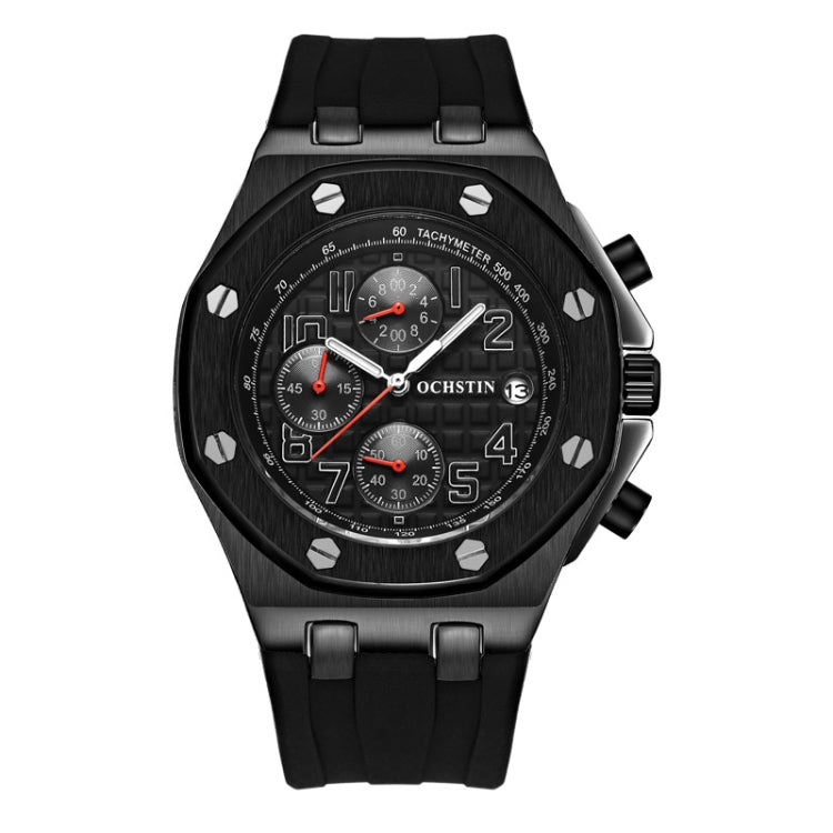 OCHSTIN 6100A Multifunctional Quartz Waterproof TPU Strap Men Watch(Black 01) - Leather Strap Watches by OCHSTIN | Online Shopping UK | buy2fix