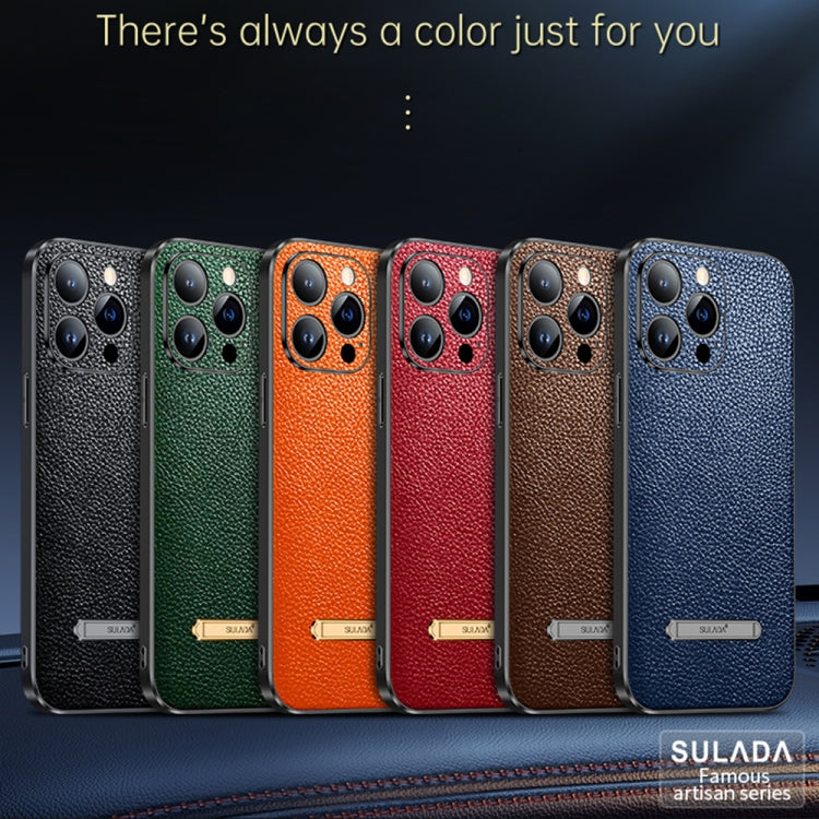 For iPhone 14 Pro SULADA Invisible Bracket Leather Back Cover Phone Case(Dark Green) - iPhone 14 Pro Cases by SULADA | Online Shopping UK | buy2fix
