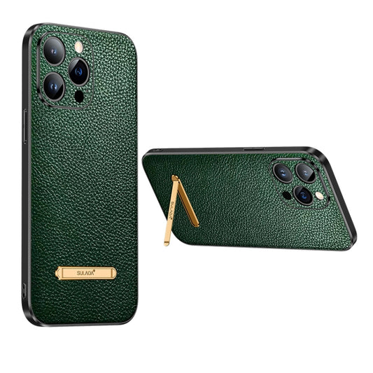 For iPhone 14 Pro Max SULADA Invisible Bracket Leather Back Cover Phone Case(Dark Green) - iPhone 14 Pro Max Cases by SULADA | Online Shopping UK | buy2fix
