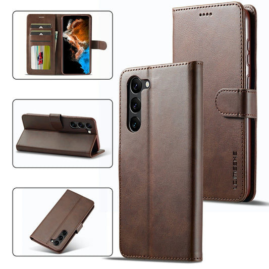 For Samsung Galaxy S23+ 5G LC.IMEEKE Calf Texture Horizontal Flip Leather Phone Case(Coffee) - Galaxy S23+ 5G Cases by LC.IMEEKE | Online Shopping UK | buy2fix
