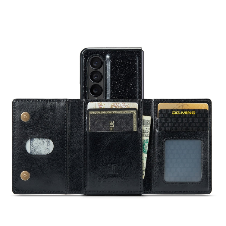 For Samsung Galaxy Z Fold3 5G DG.MING M3 Series Glitter Powder Card Bag Leather Case(Black) - Galaxy Phone Cases by DG.MING | Online Shopping UK | buy2fix