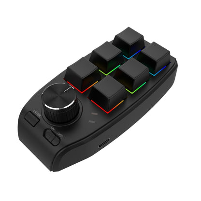 Bluetooth Wireless RGB Custom Mechanical KeyBoard 6 Keys 1 Knob Programming Gaming Keypad(Black) - Mini Keyboard by buy2fix | Online Shopping UK | buy2fix