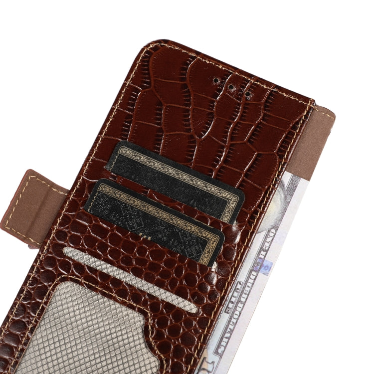 For Honor 80 SE Crocodile Top Layer Cowhide Leather Phone Case(Brown) - Honor Cases by buy2fix | Online Shopping UK | buy2fix