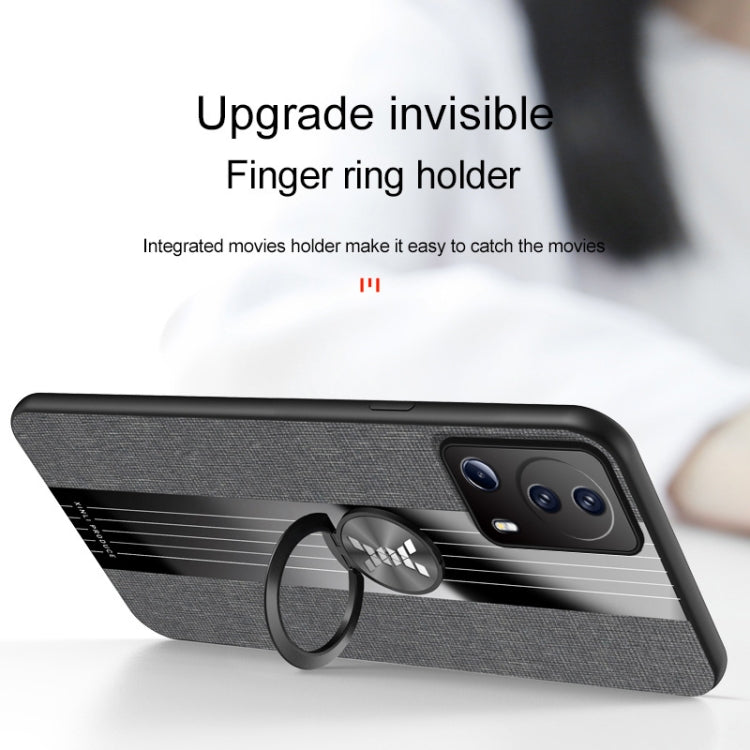 For Xiaomi Civi 2 XINLI Stitching Cloth Textue TPU Phone Case with Ring Holder(Black) - Xiaomi Cases by XINLI | Online Shopping UK | buy2fix