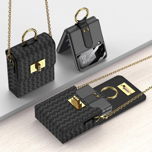GKK Mini Backpack Slim Phone Bag with Ring For Samsung Galaxy Z Flip3 5G/Z Flip4/Huawei P50 Pocket(Black) - Galaxy Z Flip4 5G Cases by GKK | Online Shopping UK | buy2fix