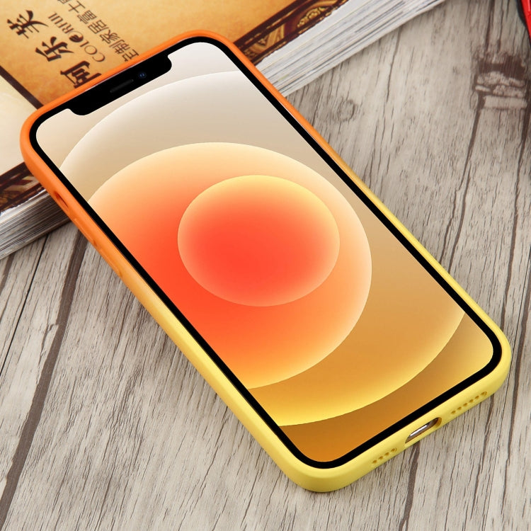 For iPhone 12 Liquid TPU Silicone Gradient MagSafe Phone Case(Orange Yellow) - iPhone 12 / 12 Pro Cases by buy2fix | Online Shopping UK | buy2fix