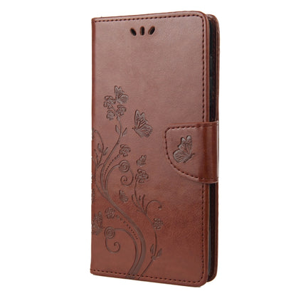 For Google Pixel 7a Butterfly Flower Pattern Flip Leather Phone Case(Brown) - Google Cases by buy2fix | Online Shopping UK | buy2fix