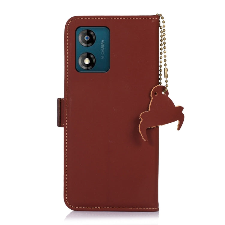 For Motorola Moto G53 5G Genuine Leather Magnetic RFID Leather Phone Case(Coffee) - Motorola Cases by buy2fix | Online Shopping UK | buy2fix