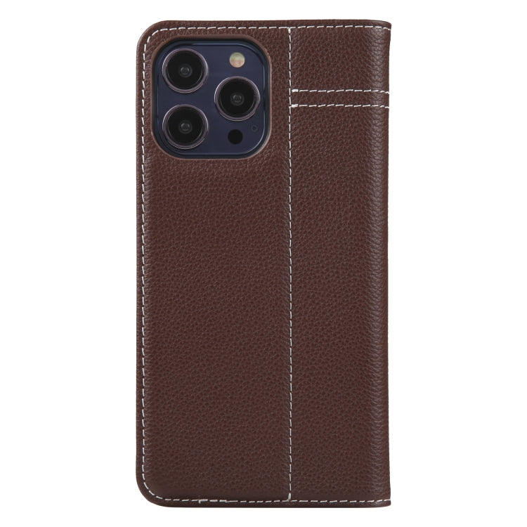 For iPhone 13 Pro Max GEBEI Top-grain Horizontal Flip Leather Phone Case(Brown) - iPhone 13 Pro Max Cases by GEBEI | Online Shopping UK | buy2fix
