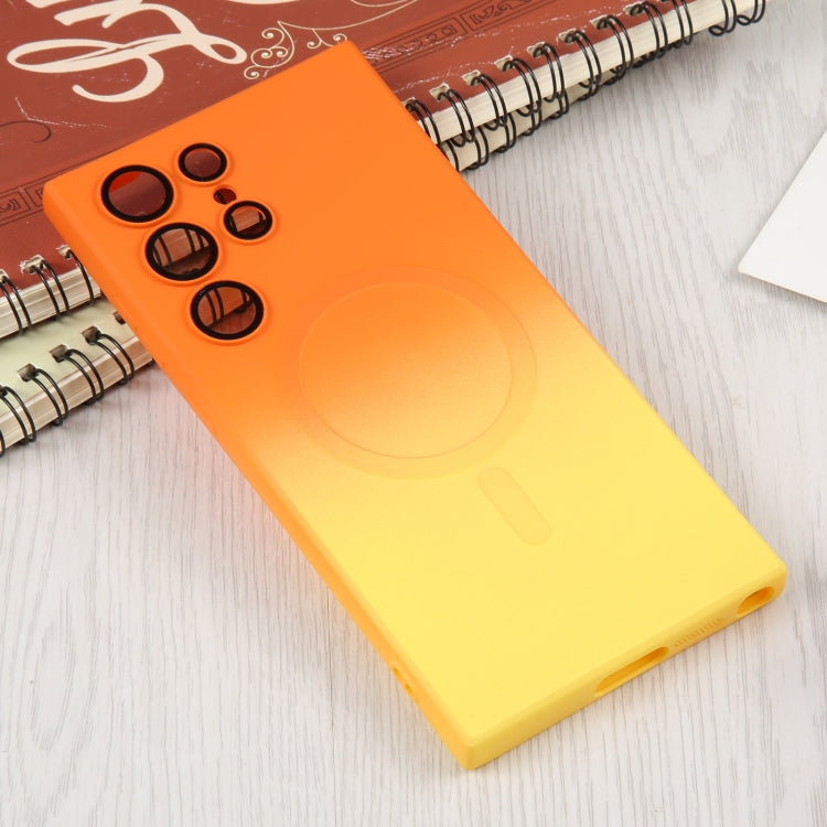 For Samsung Galaxy S23+ 5G Liquid TPU Silicone Gradient MagSafe Phone Case(Orange Yellow) - Galaxy S23+ 5G Cases by buy2fix | Online Shopping UK | buy2fix