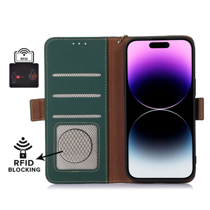 For Honor X7a 4G Genuine Leather Magnetic RFID Leather Phone Case(Green) - Honor Cases by buy2fix | Online Shopping UK | buy2fix