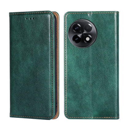 For OnePlus Ace 2/11R Gloss Oil Solid Color Magnetic Leather Phone Case(Green) - OnePlus Cases by buy2fix | Online Shopping UK | buy2fix