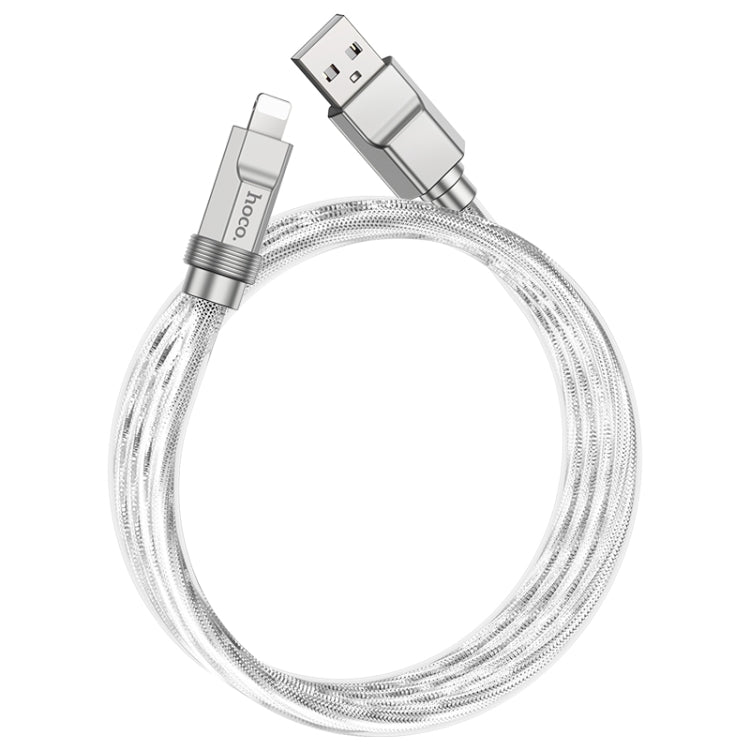 hoco U113 2.4A USB to 8 Pin Silicone Data Cable, Length: 1m(Silver) - Normal Style Cable by hoco | Online Shopping UK | buy2fix