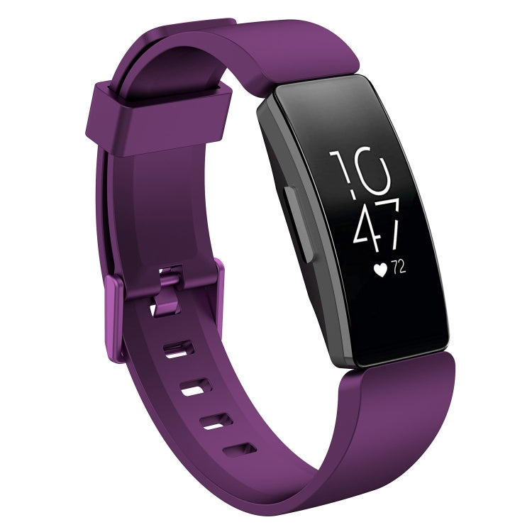 For Fitbit Inspire / Inspire HR Glossy Surface Silicone  Watch Band, Size:S(Dark Purple) - Smart Wear by buy2fix | Online Shopping UK | buy2fix