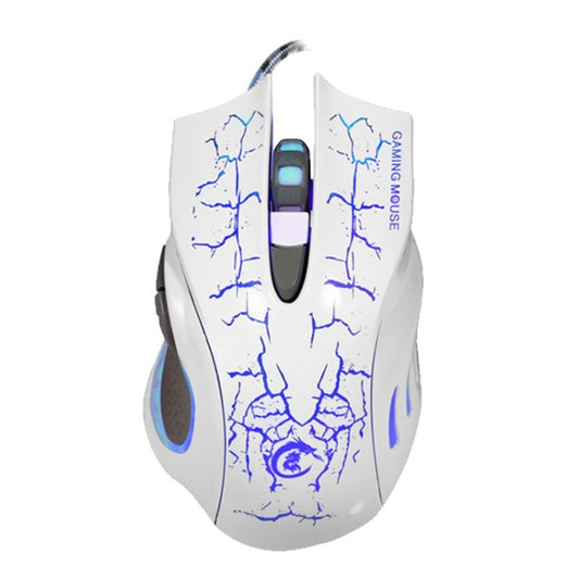 HXSJ A888B 6-keys Crackle Colorful Lighting Wired Gaming Mouse(White) -  by HXSJ | Online Shopping UK | buy2fix