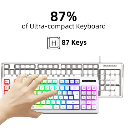 HXSJ L100 87 Keys RGB Backlit Film 2.4G Wireless Keyboard(White) -  by HXSJ | Online Shopping UK | buy2fix