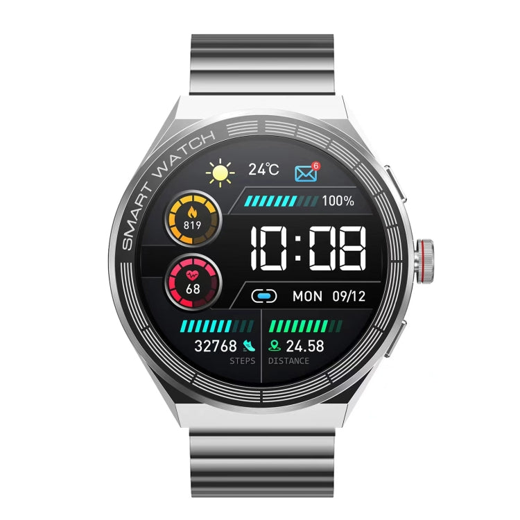 BM01 1.45 inch Steel Band IP68 Waterproof Smart Watch Support Bluetooth Call / NFC(Silver) - Smart Wear by buy2fix | Online Shopping UK | buy2fix