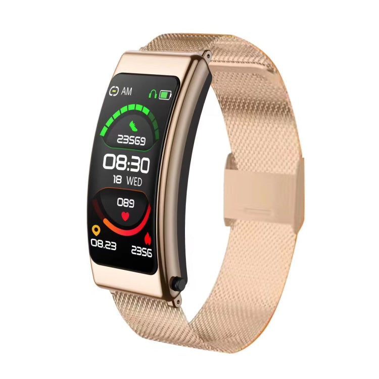 K13 1.14 inch Steel Band Earphone Detachable Smart Watch Support Bluetooth Call(Gold) - Smart Wear by buy2fix | Online Shopping UK | buy2fix