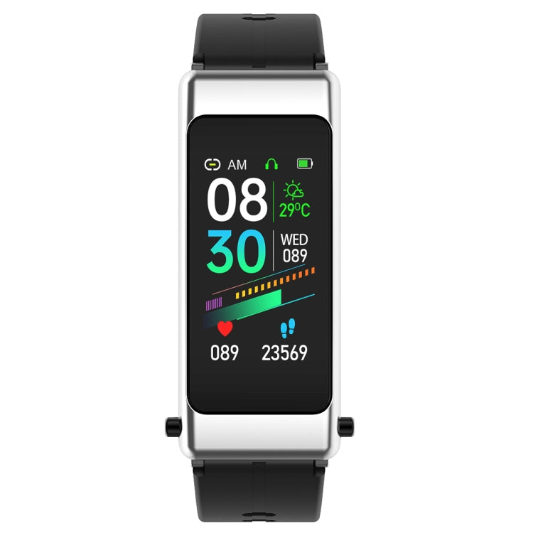 K50 1.08 inch Silicone Band Earphone Detachable IP67 Waterproof Smart Watch Support Bluetooth Call(Black Silver) - Smart Wear by buy2fix | Online Shopping UK | buy2fix