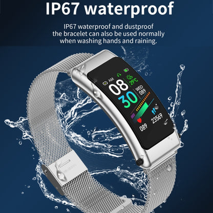 K50 1.08 inch Leather Band Earphone Detachable IP67 Waterproof Smart Watch Support Bluetooth Call(Black Silver) - Smart Wear by buy2fix | Online Shopping UK | buy2fix