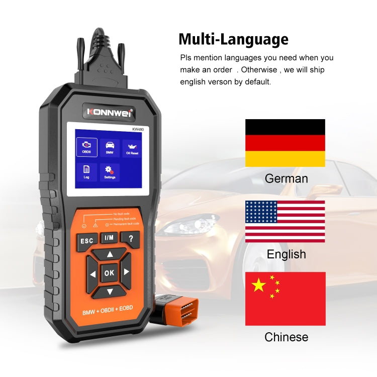 For BMW KONNWE KW480 2.8 inch Color Screen OBD2 Car Fault Detector - Code Readers & Scan Tools by KONNWEI | Online Shopping UK | buy2fix