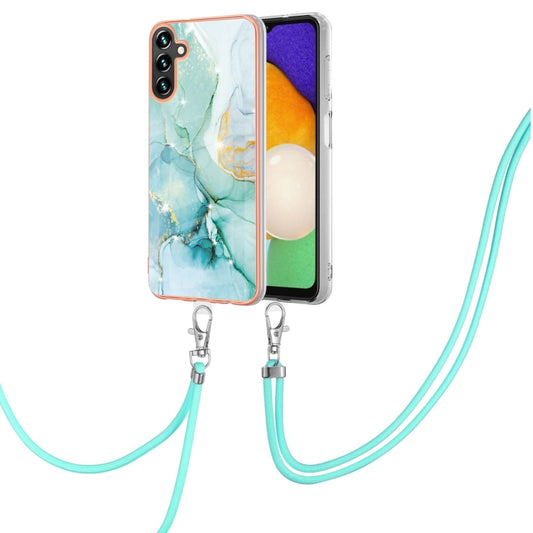 For Samsung Galaxy A34 5G Electroplating Marble IMD TPU Phone Case with Lanyard(Green 003) - Galaxy Phone Cases by buy2fix | Online Shopping UK | buy2fix