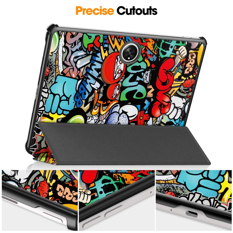 For OnePlus Pad Custer Painted 3-Fold Holder Smart Leather Tablet Case(Graffiti) - Others by buy2fix | Online Shopping UK | buy2fix