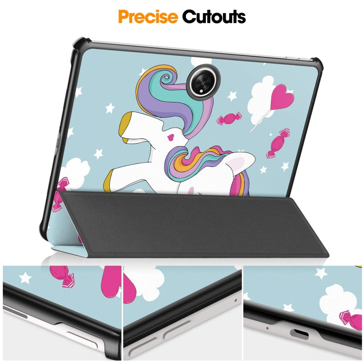 For OnePlus Pad Custer Painted 3-Fold Holder Smart Leather Tablet Case(Unicorn) - Others by buy2fix | Online Shopping UK | buy2fix