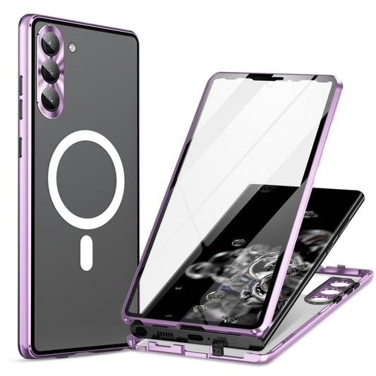 For Samsung Galaxy S22+ 5G HD Full Cover Magsafe Magnetic Metal Tempered Glass Phone Case(Purple) - Galaxy S22+ 5G Cases by buy2fix | Online Shopping UK | buy2fix
