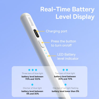 Baseus SXBC060402 2 Series LED Indicators Smooth Capacitive Writing Stylus, Active + Anti-Mistaken Touch Version(White) - Stylus Pen by Baseus | Online Shopping UK | buy2fix