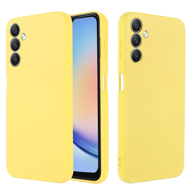 For Samsung Galaxy A24 4G Pure Color Liquid Silicone Shockproof Phone Case(Yellow) - Galaxy Phone Cases by buy2fix | Online Shopping UK | buy2fix