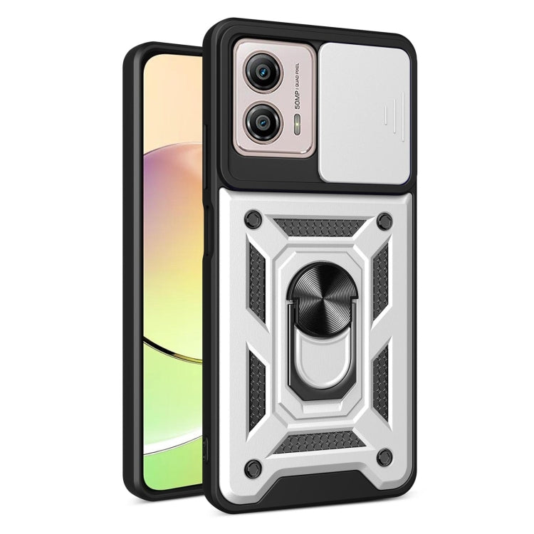 For Motorola Moto G53 / G13 / G23 5G Sliding Camera Cover Design TPU+PC Phone Case(Silver) - Motorola Cases by buy2fix | Online Shopping UK | buy2fix